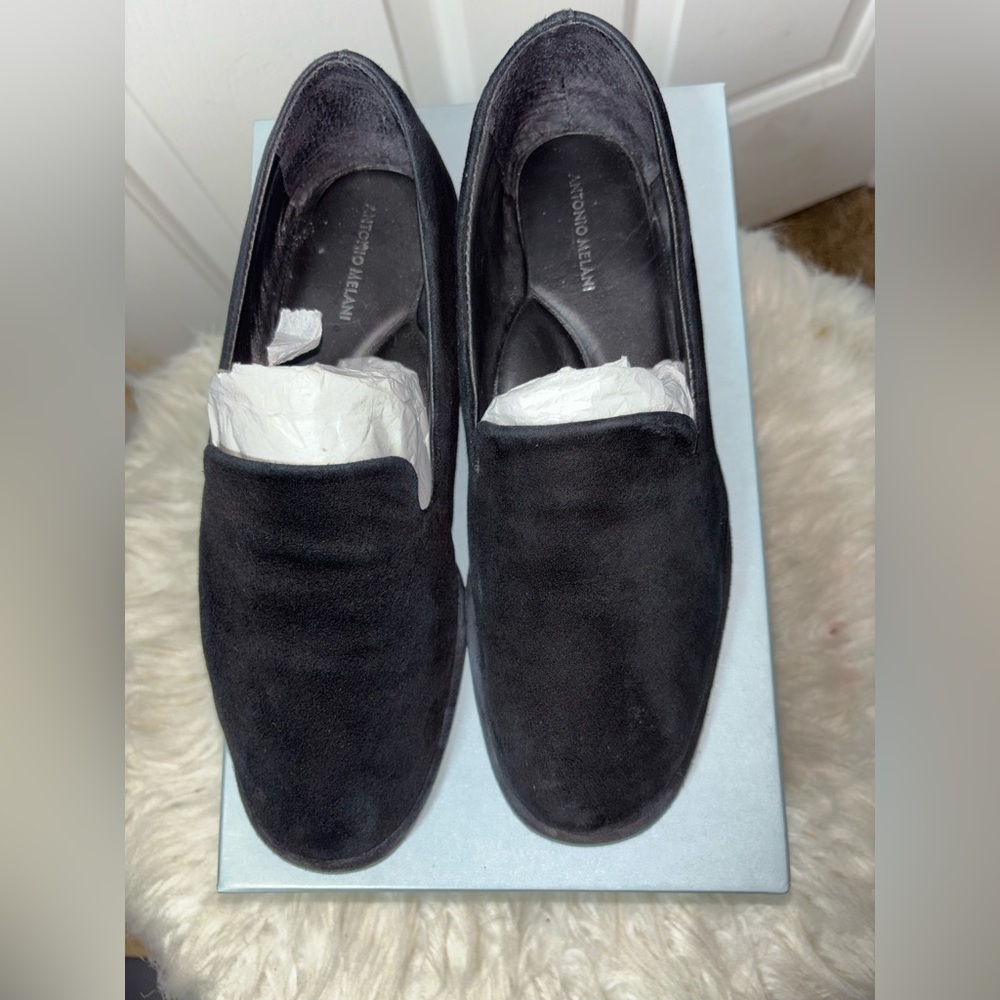 Antonio Melani black suede loafers Size 8